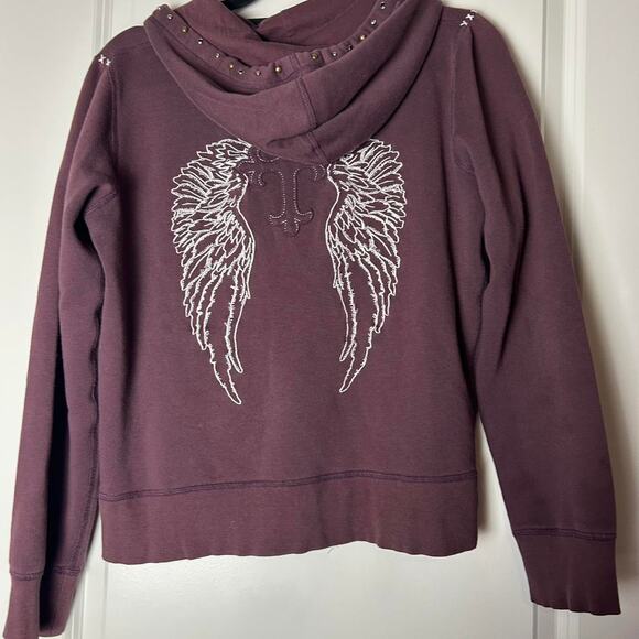 Affliction style purple angel wing studded zip up size large - Picture 4 of 5